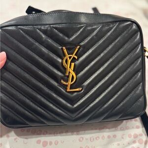 Yves Saint Laurent Black Chevron Crossbody Bag